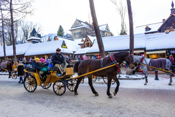 人们走在Zakopane的Krupowki大街上图片下载