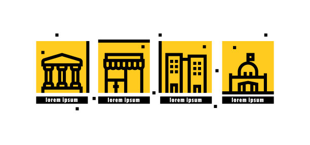 四方图标包公共建筑系列集图片下载