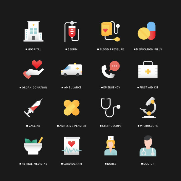 医疗平面图标集图片下载