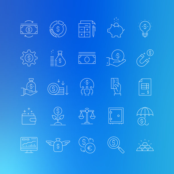 金融和经济相关的矢量线图标-可编辑的描边图片下载