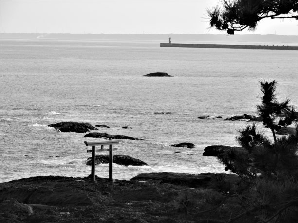 日本茨城市大洗海边的鸟居。1月。图片下载