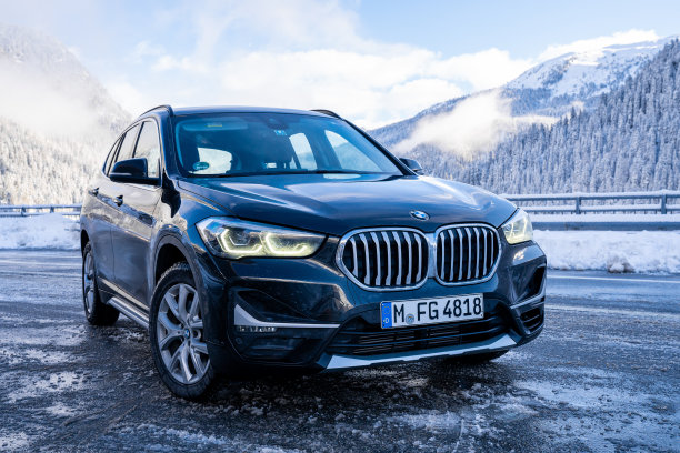 全新黑色宝马X1 SUV 2020停在瑞士图片下载