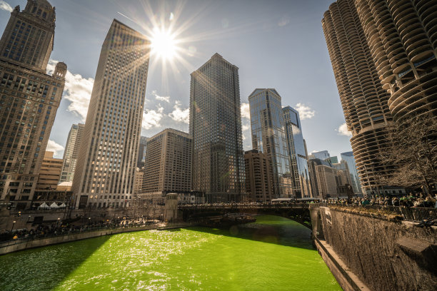 圣帕特里克节的芝加哥河图片下载