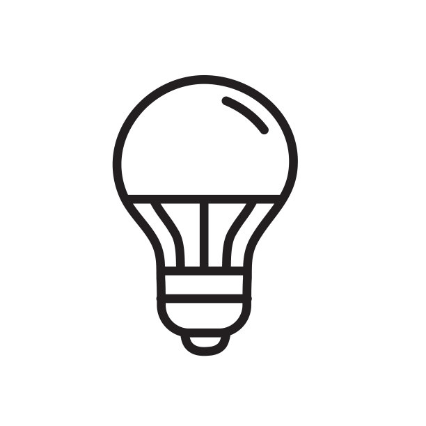 家用效率LED灯泡在细线风格图标图片下载