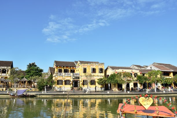 Hol越南的一个美丽的古镇，被联合国教科文组织列为世界遗产图片下载