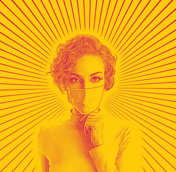 妇女戴防护口罩以避免病毒图片下载