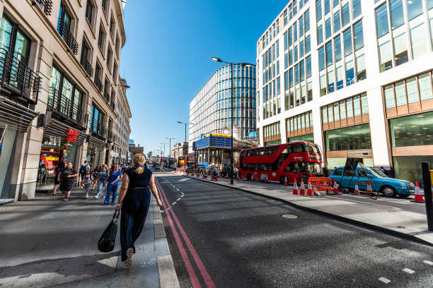 市中心金融区城市中心广角视野与古老的建筑图片下载