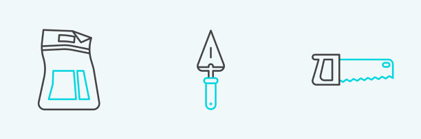 手锯水泥袋泥刀图标图片下载
