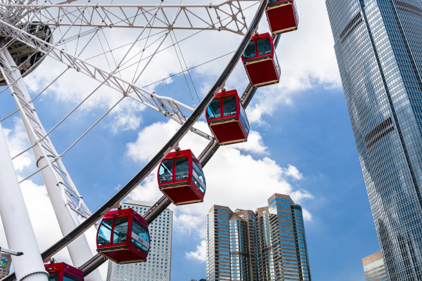 香港摩天轮和摩天大楼。图片下载