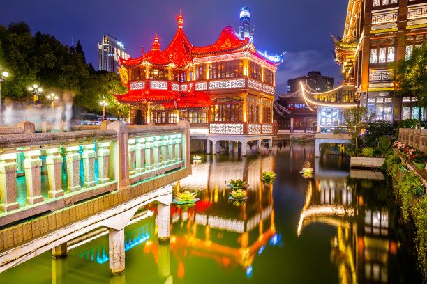 美丽的上海豫园夜景图片下载