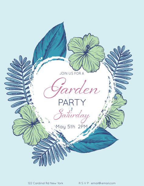 热带树叶邀请模板图片下载