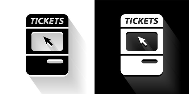 售票亭黑白图标与长影子图片下载