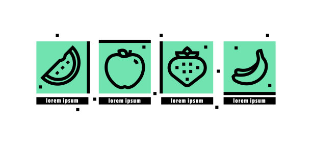 四图标包水果系列集图片下载