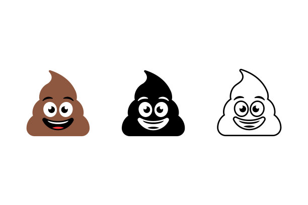 可爱的便便脸表情向量设计在白色背景。图片下载