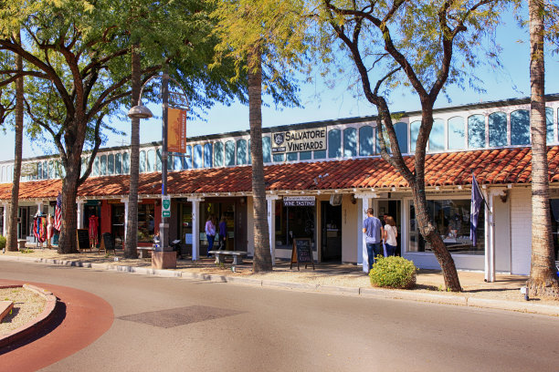 斯科茨代尔AZ的设计师时装商店的第五大道区街景图片下载