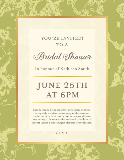 大理石新娘淋浴邀请模板图片下载