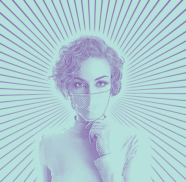 妇女戴防护口罩以避免病毒图片下载