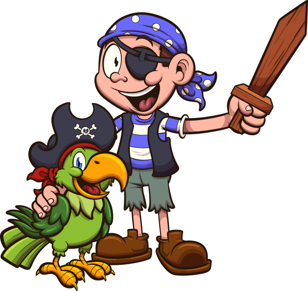 海盗小孩和鹦鹉图片下载