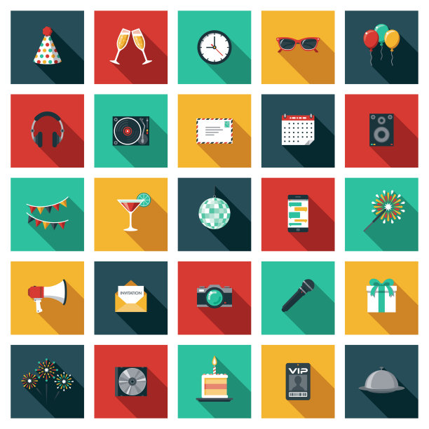 派对和庆祝图标集图片下载