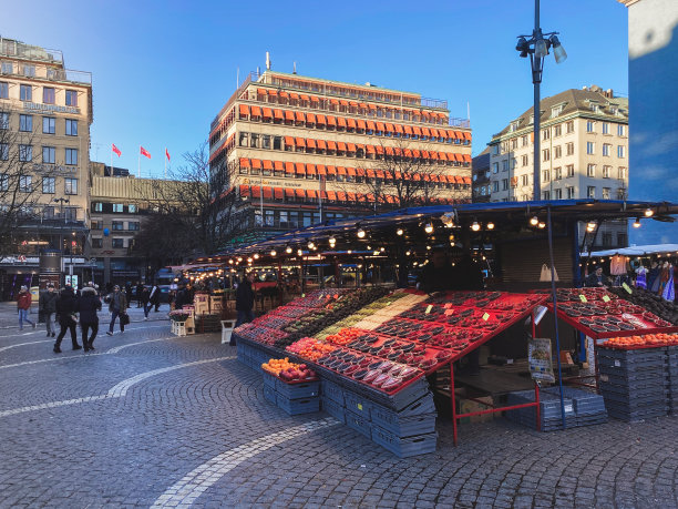 斯德哥尔摩市中心的集市，霍托吉，瑞典图片下载