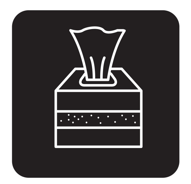 感冒和流感病毒盒的面部组织线艺术图标图片下载