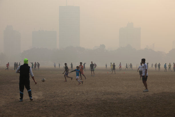 在一个雾蒙蒙的早晨，人们在加尔各答玩游戏图片下载