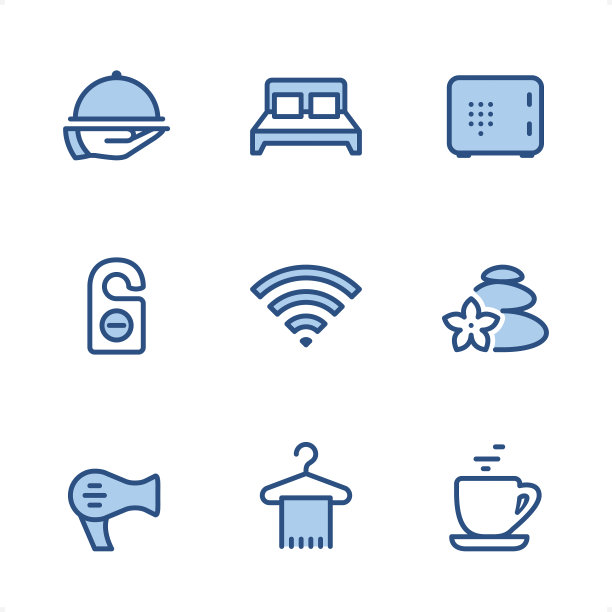 酒店 - 像素完美蓝色图标图片下载