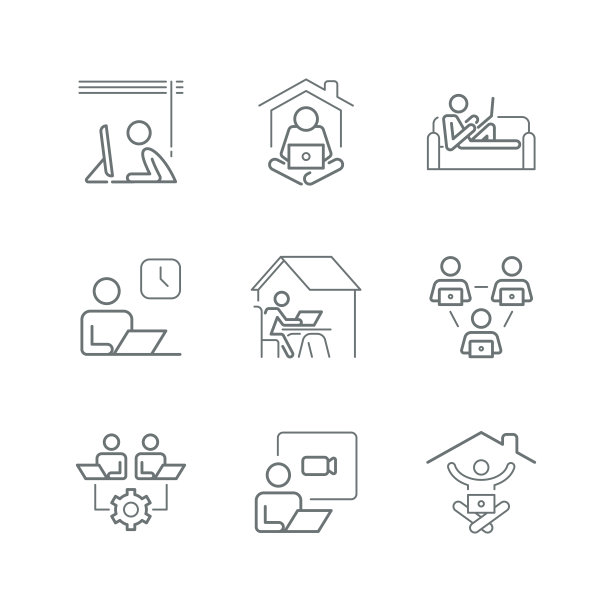 居家办公线条图标图片下载