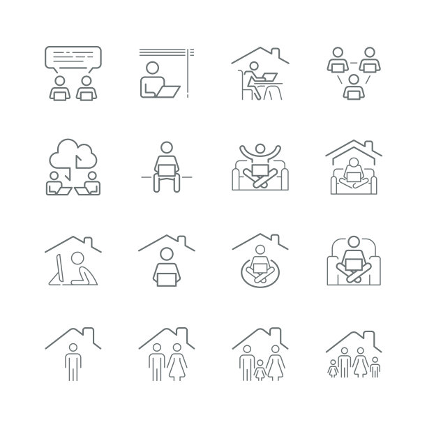 在家工作线条图标，居家图标图片下载