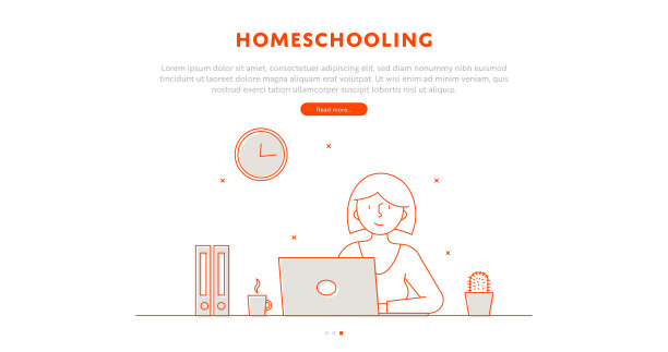 在家教育网页概念与可编辑的描线插图。图片下载