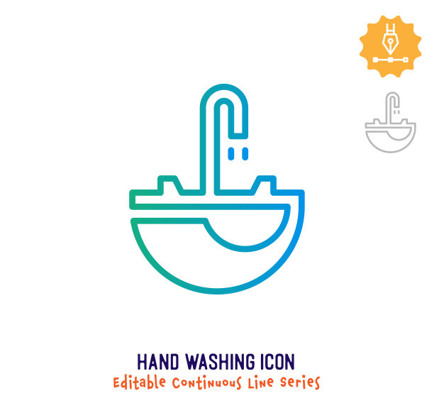 手洗连续线可编辑图标图片下载