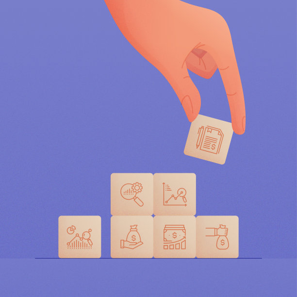手握木立方体与金融图标的概念。图片下载