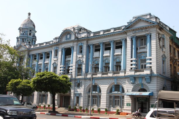 缅甸仰光的街道建筑和殖民时期的建筑图片下载