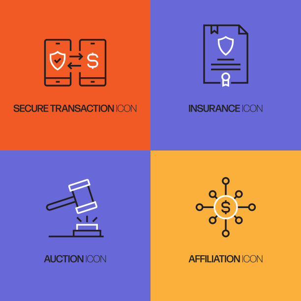 与金融相关的线路图标。向量符号说明。图片下载