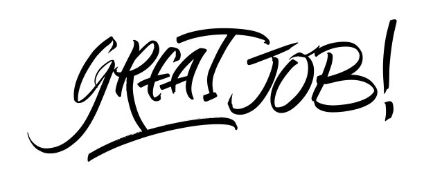 伟大的工作书法题词。书法刻字设计模板。创意排版贺卡，礼品海报，横幅等。图片下载