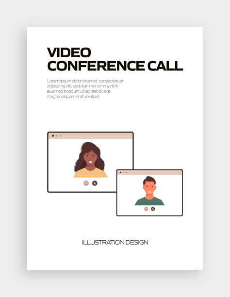 新常态概念-视频会议矢量图图片下载