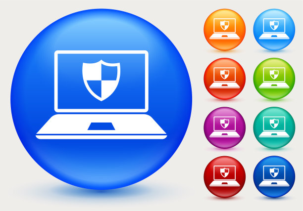 带有盾牌保护图标的笔记本电脑图片下载