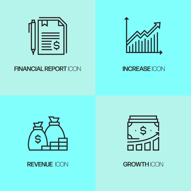 与金融相关的线路图标。向量符号说明。图片下载
