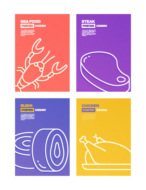 餐厅，食品和饮料相关的现代线条风格矢量插图图片下载