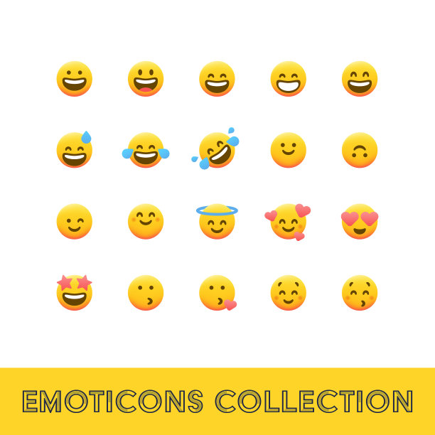 emoticon平面设计集合颜色渐变图片下载