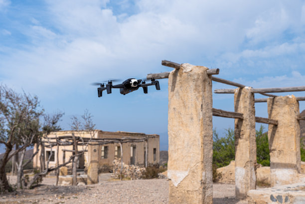 罗马尼亚克鲁日博洛加- 2020年2月21日:强大而好玩的四旋翼无人机Anafi鹦鹉在行动中伸展。大疆Mavic竞争对手的详细照片。美丽的无人机，晴天图片下载