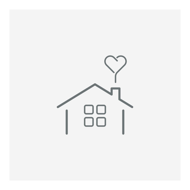 呆在家里的概念，家爱心的图标图片下载