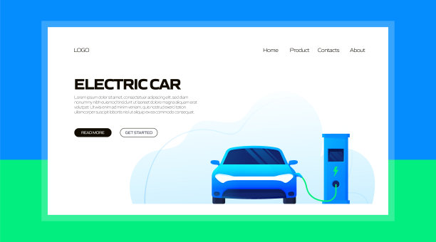 电动汽车概念矢量插图的着陆页模板，网站横幅，广告和营销材料，在线广告，业务演示等。图片下载