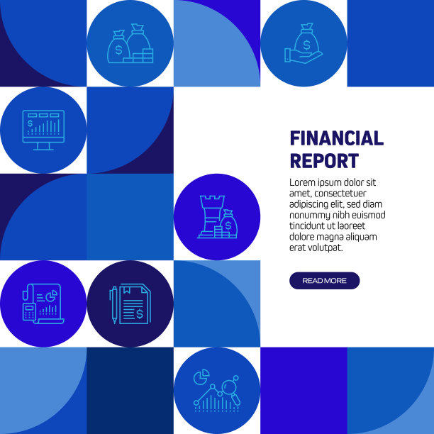 财务报告相关的旗帜设计与图标图片下载