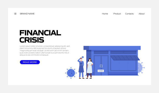 经济，金融危机和衰退的概念矢量插图登陆页面模板，网站横幅，广告和营销材料，在线广告，业务演示等。图片下载