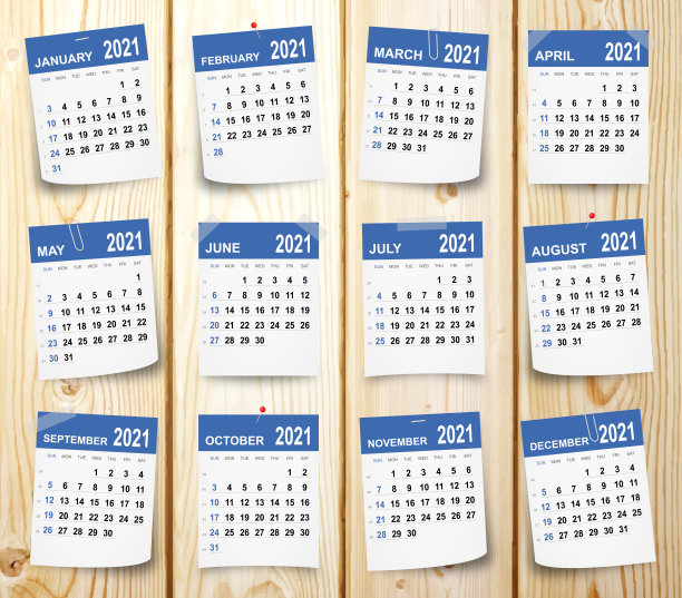 日历2021孤立的木制背景图片下载