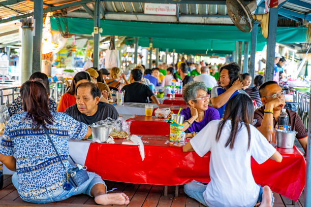 泰国曼谷Damnoen Saduak水上市场图片下载
