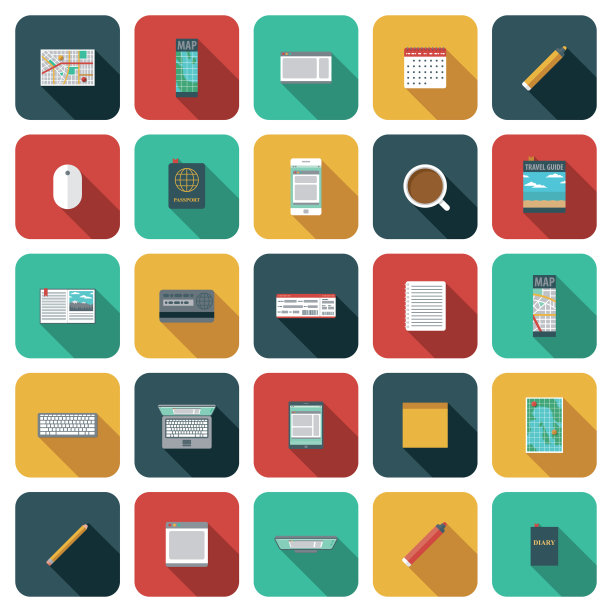 旅行计划图标集图片下载