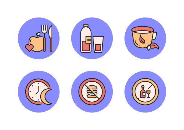 健康生活方式平面线图标，轮廓向量符号插图。图片下载