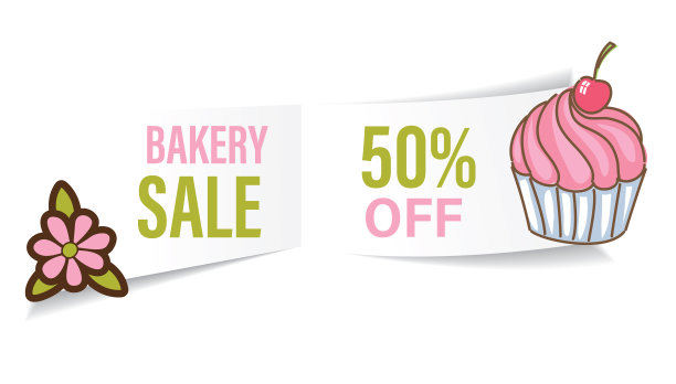 面包店促销横幅贴纸图片下载